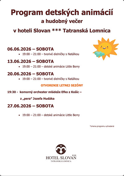 Program detských animácií - jún 2026